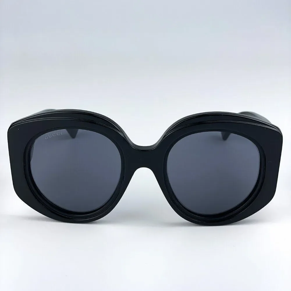 SALE! NEW Gucci GG1308S 001 Black Grey Round Women Sunglasses